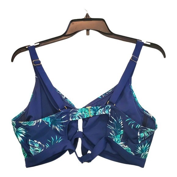 Women's‎ Heat Bikini Top Size 20W Tropical Print Plus Navy Swimsuit Top - Picture 3 of 6